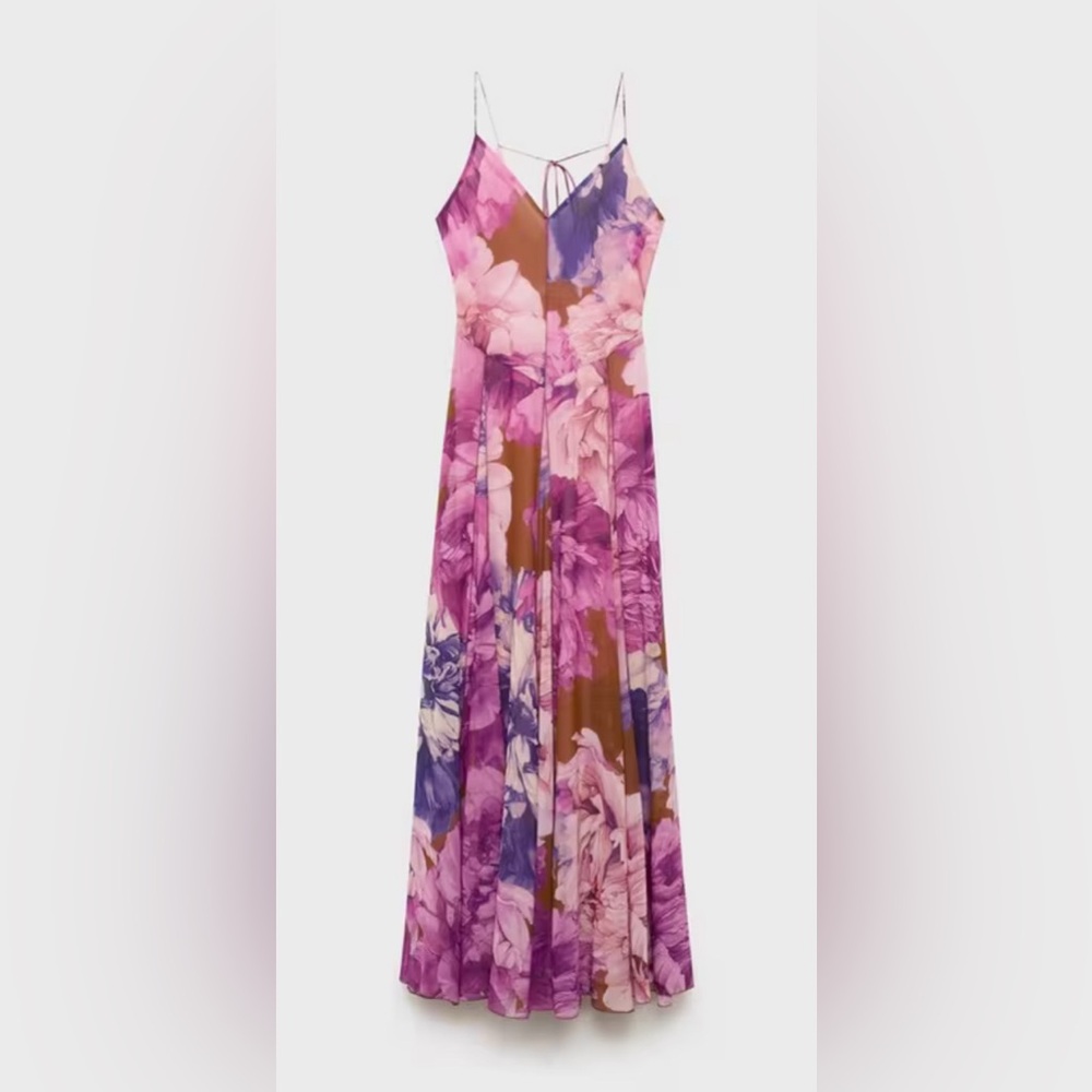 Mango Floral Maxi Dress in Pink and Purple